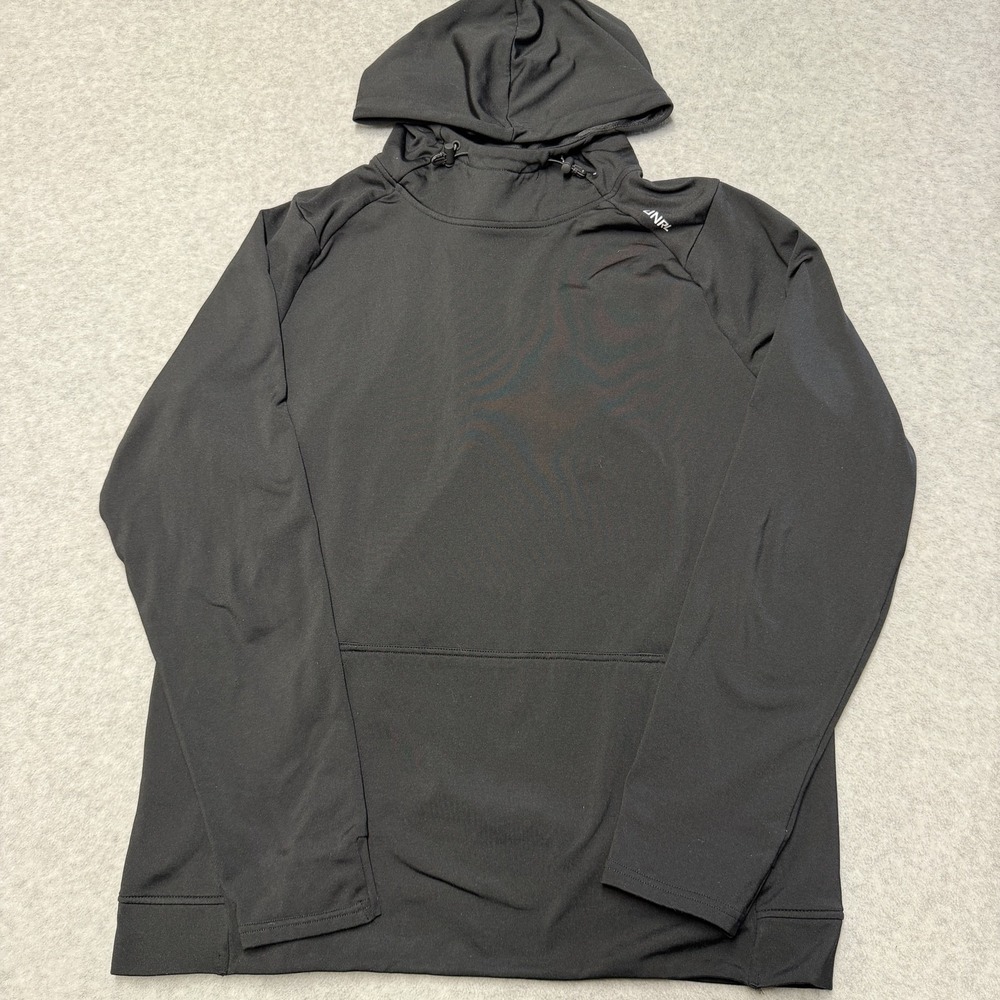 UNRL Hoodie Mens Large Black Pullover Fleece Sweatshirt Stretch Kangaroo Pocket